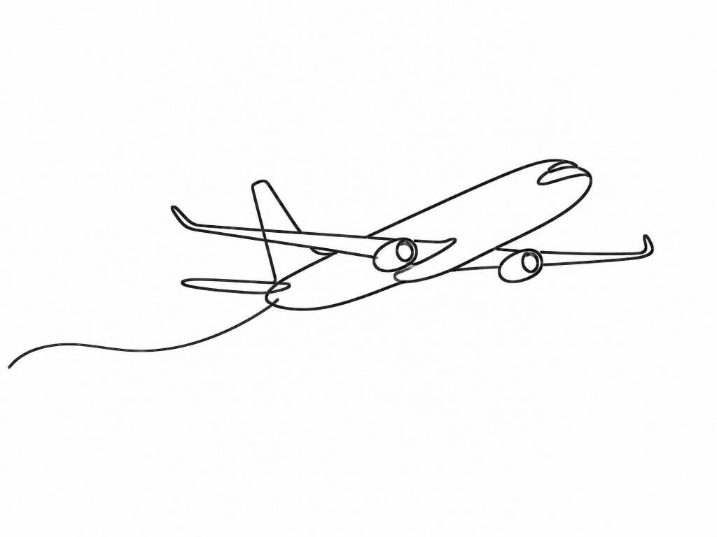 Aereo disegnato a linea continua